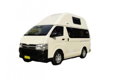 Our Hi-Top campervan are 2003-2005 models with 2.4 litre, 4 cylinder engine, manual transmission and 60 litres fuel tank!
The Hi-Top is equipped with a double bed at the bottom and a single bed at the top (or storage if there are only 2). It also includes a 35 litre water thank, 2 burner gas stove, power steering, air conditioning, microwave, 57 litre fridge, sink with electric pump, 2*240 V to charge electrical appliances, radio/cassette player or CD player, and an indoor and small attached out door tale.